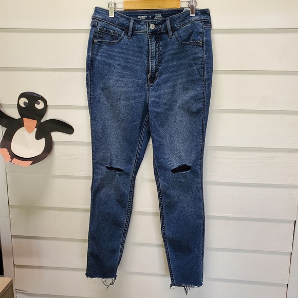 Old Navy Skinny Jeans Extra High Rise Distressed Look Size 10 in Good Condition - Picture 1 of 5